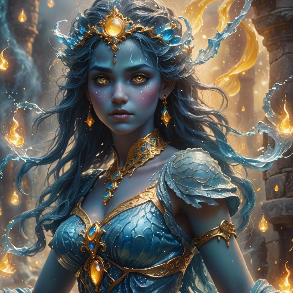 Ethereal Water Djinn with Mystical Aura