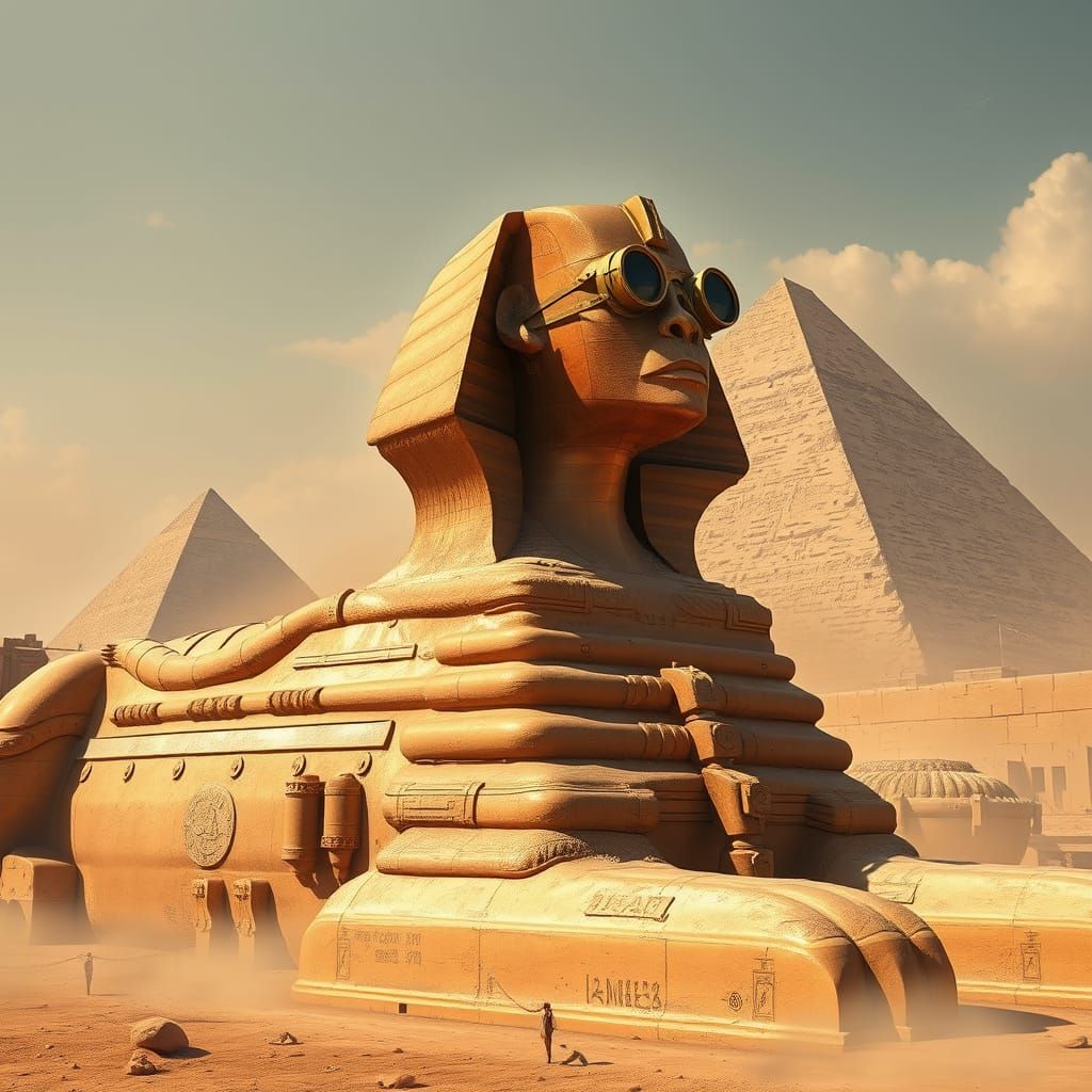 Steampunk Sphinx of Giza in Photorealistic Detail