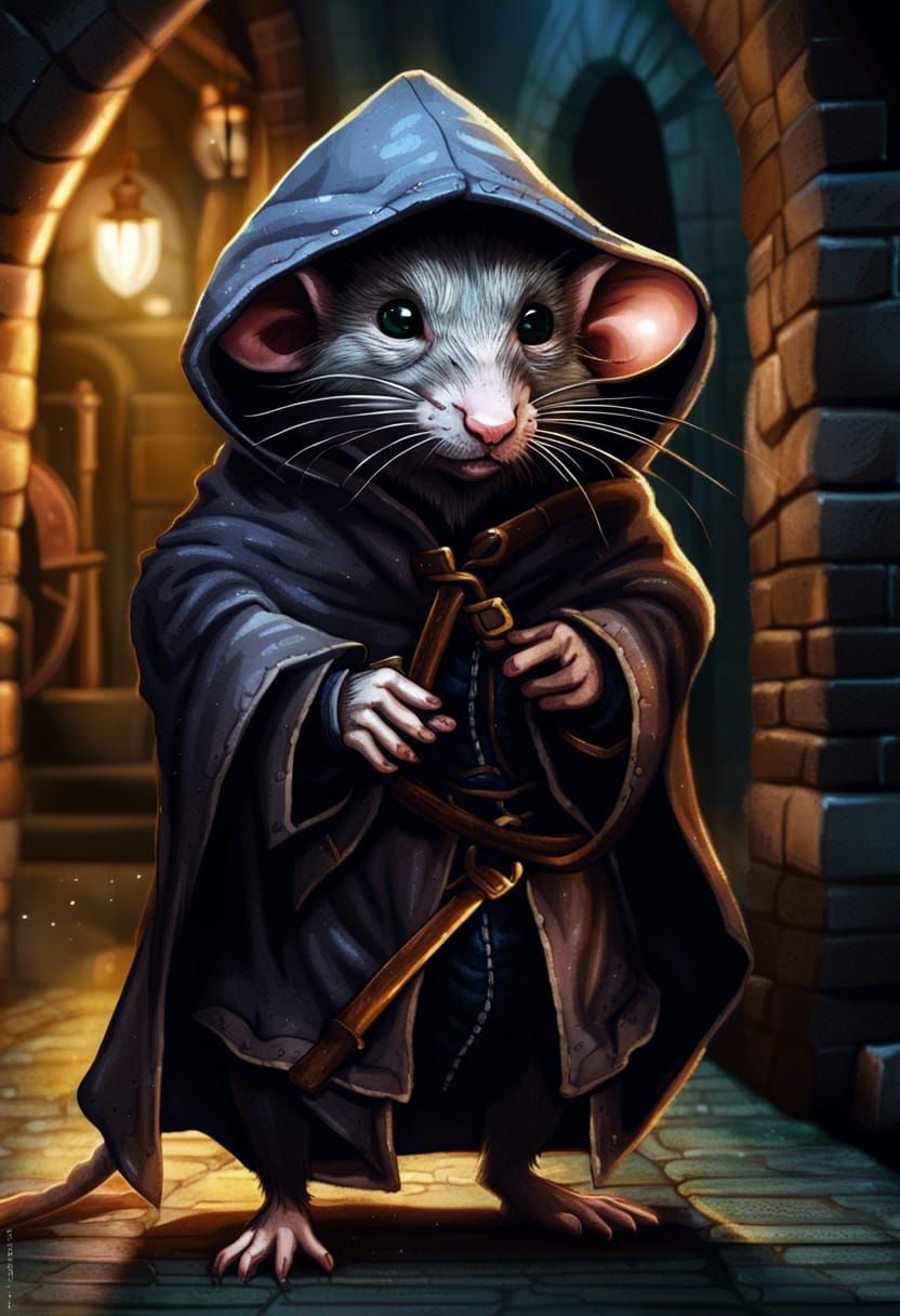 Fantasy Rat Thief Lurking in Dark Alley