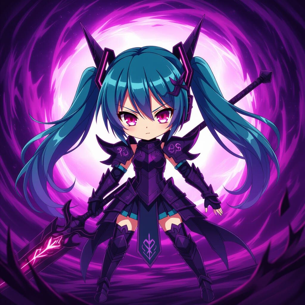 Chibi Miku as Eldritch Knight in Cosmic Vortex