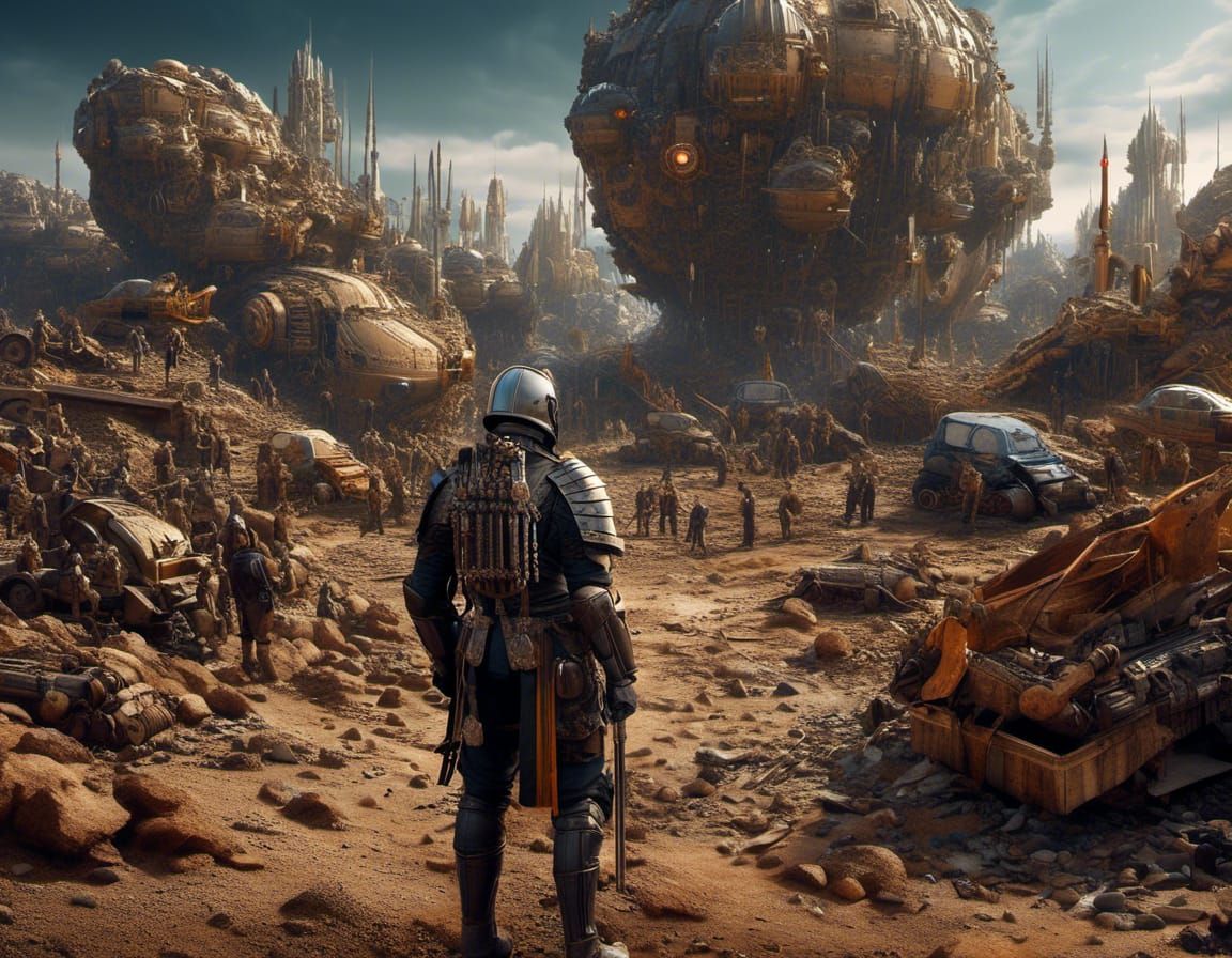 Woman in Junkyard: Science Fiction Digital Portrait