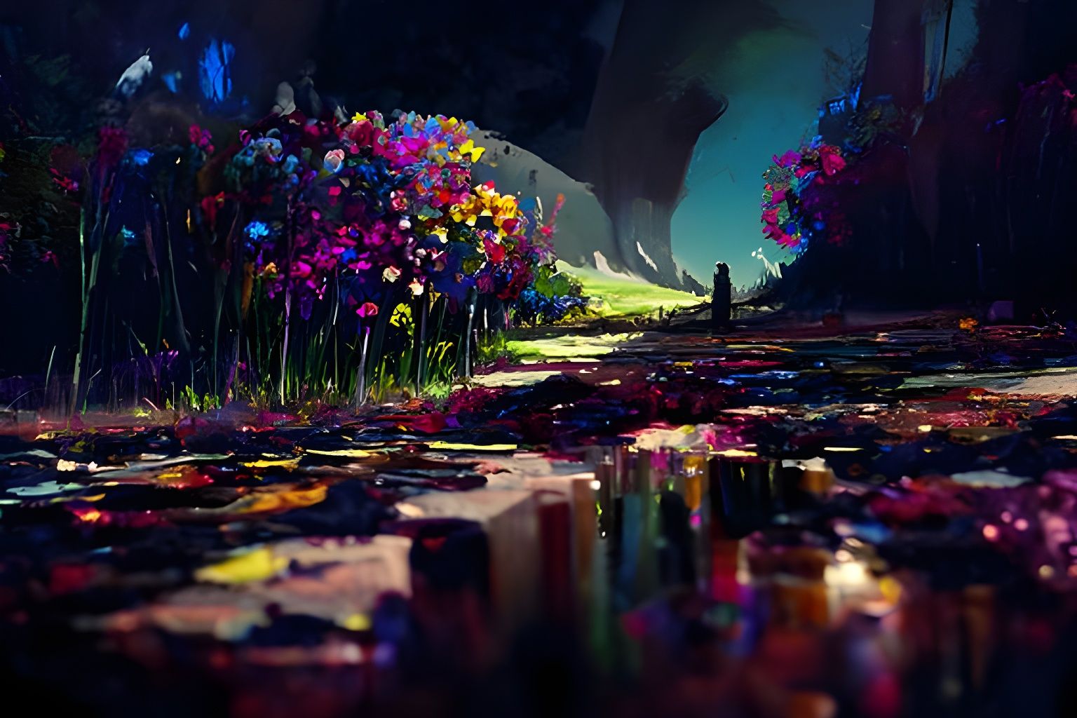 Vivid Flower Meadow Inspired by Disney and ArtStation