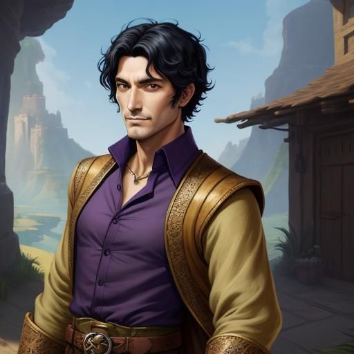 Half-Elf Merchant in Fantasy Adventure