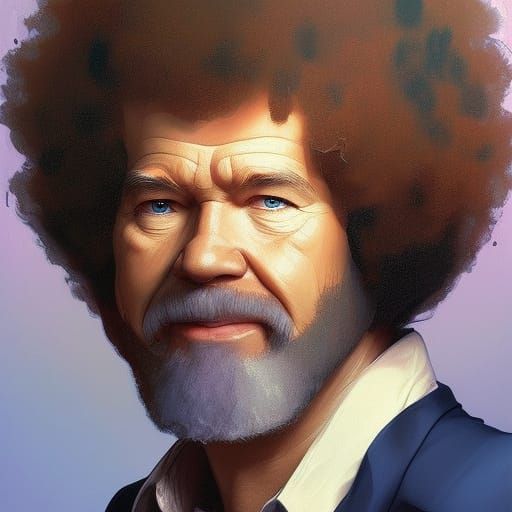 Detailed Portrait of Bob Ross in Digital Art Style