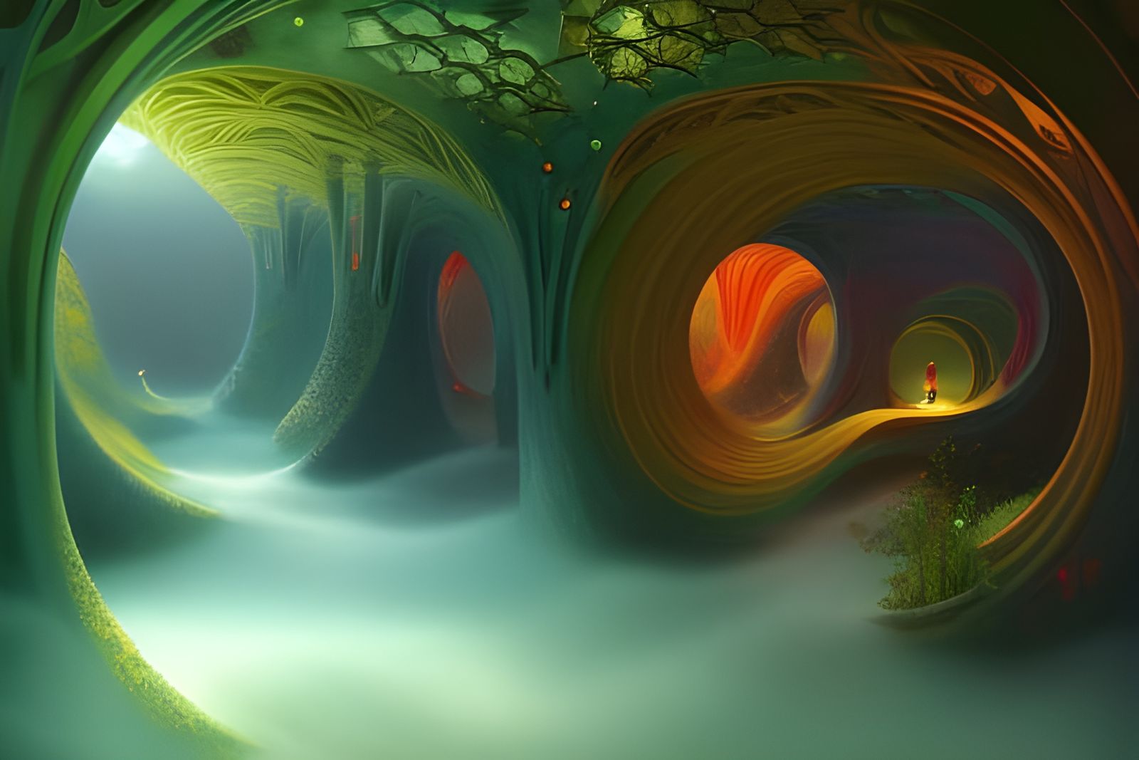 Ethereal Elvish City Thriving Underwater