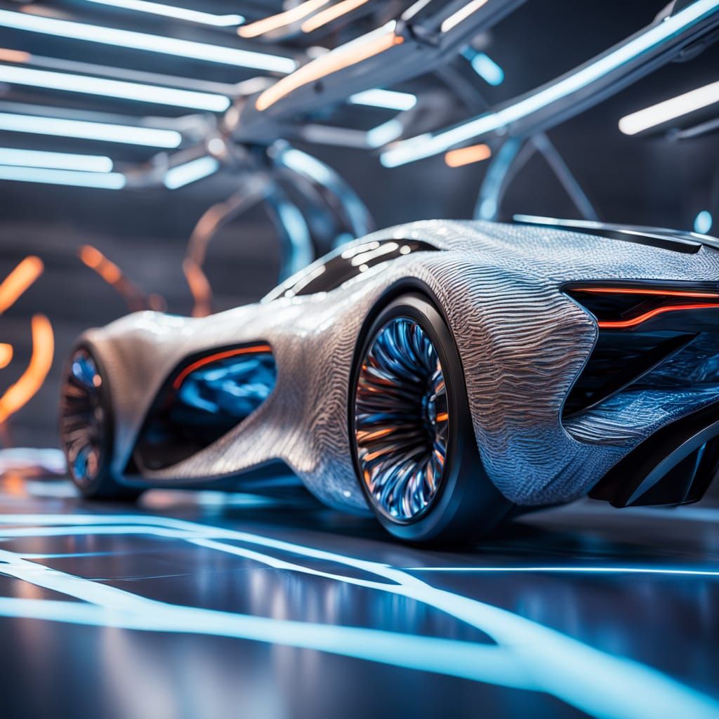 Sleek Wool Fabric Supercar in Hyper-Realistic Digital Art