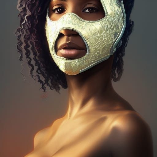 Striking Portrait of Woman Wearing Mask