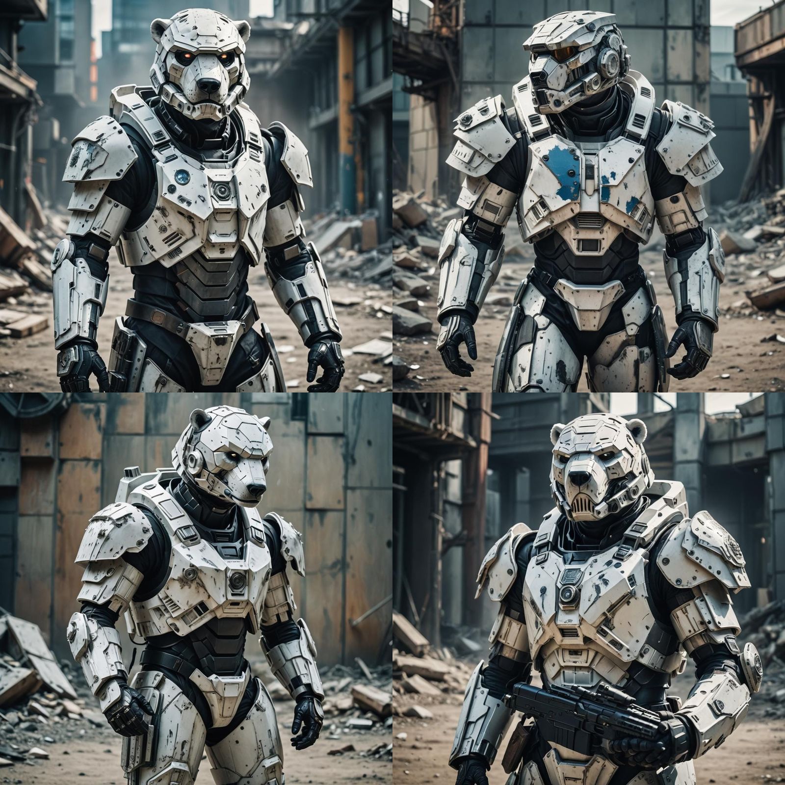 Futuristic Polar Bear Soldier in Battle Armor