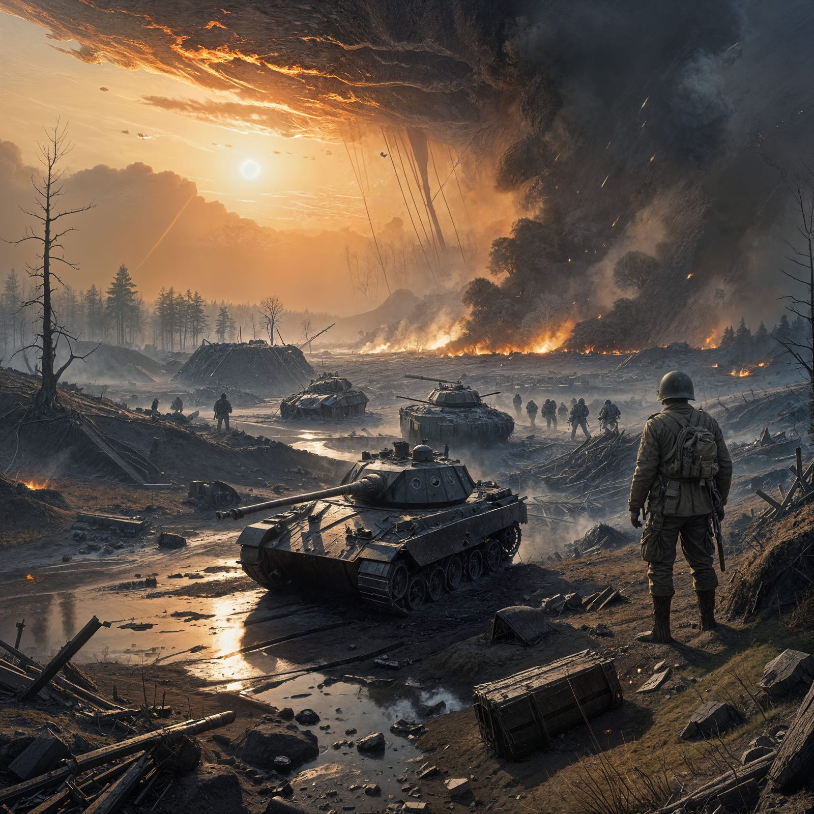 Battle-Scarred Landscape of War-Torn Bulge