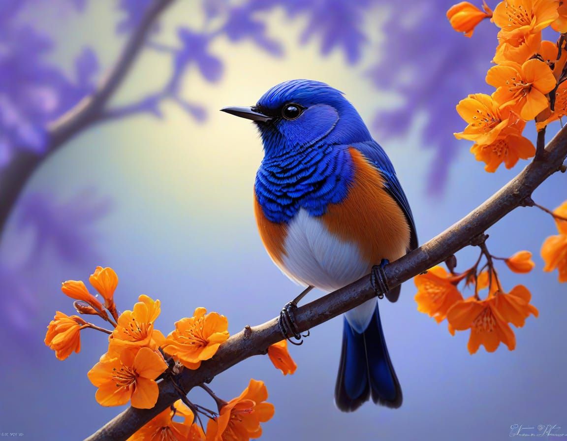 Radiant Wren Portrait in Vivid Thomas Kinkade Style