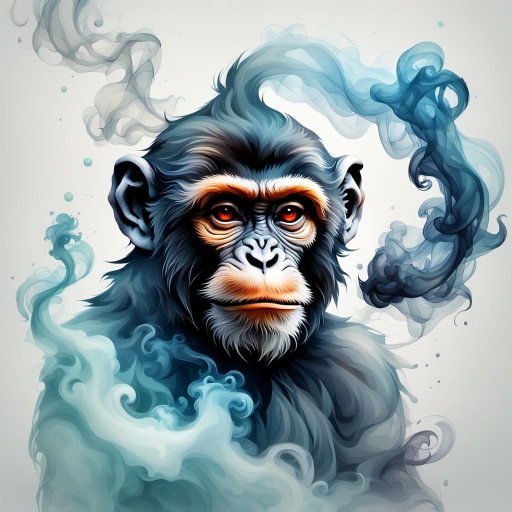 Ethereal Smoke Monkey: Captivating Digital Art