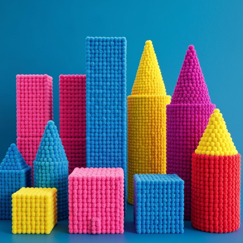 Colorful Pom Pom Cityscape in Minimalist Style