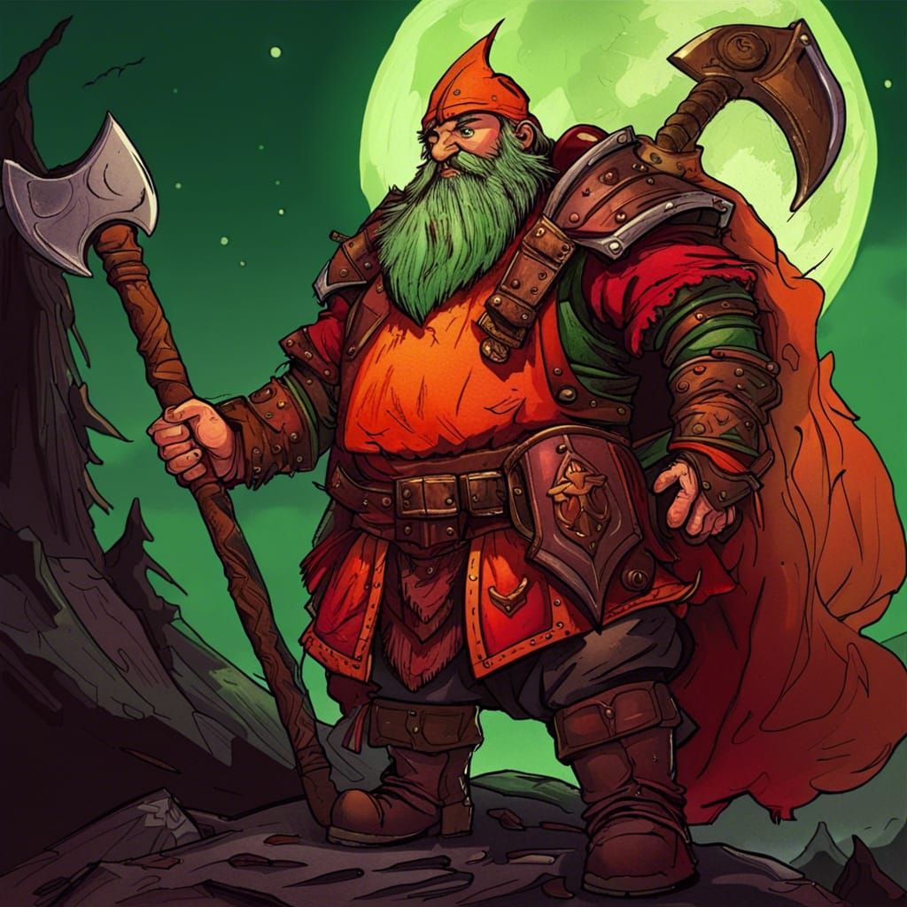 Dwarf Cleric with Axe in Gothic Cel-Shaded Style