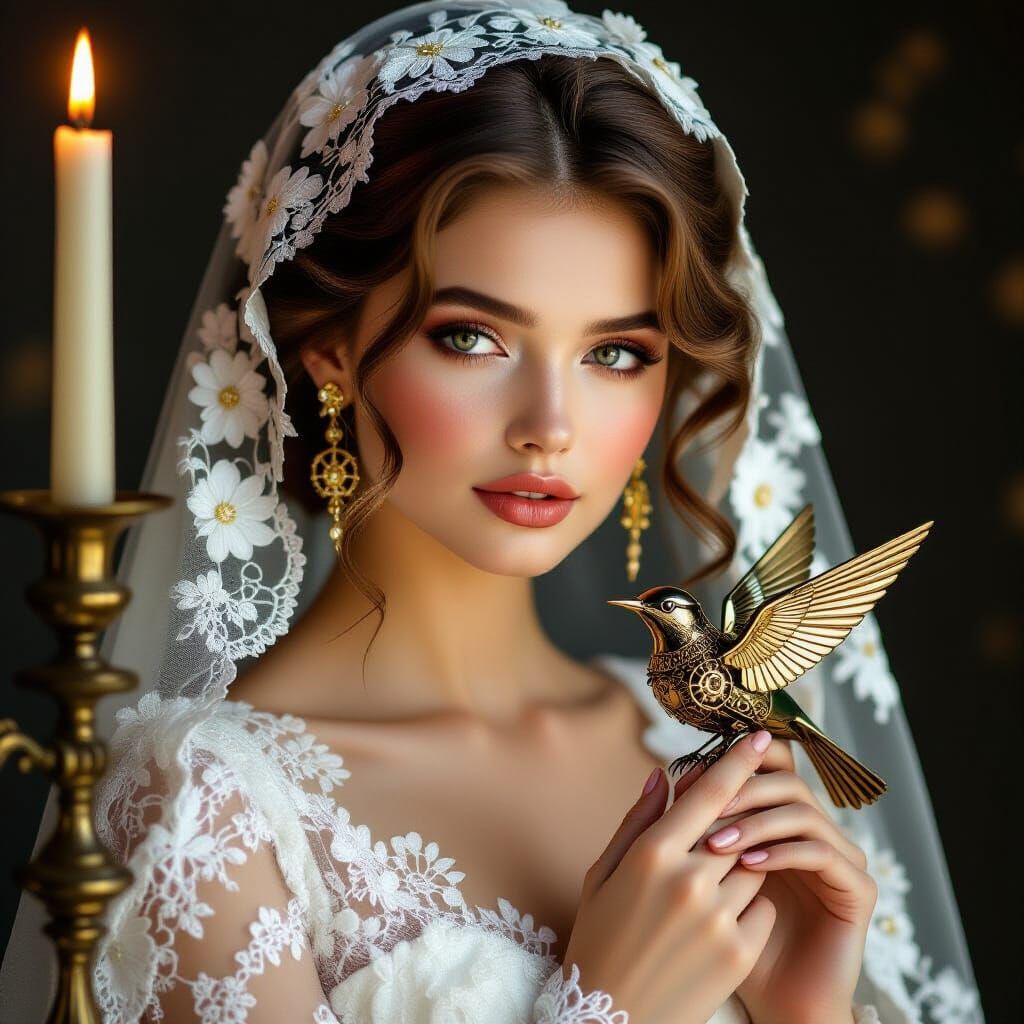 Renaissance Woman with Mechanical Bird