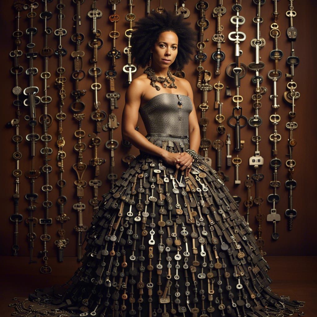 Alicia Keys in Dress of Antique Keys