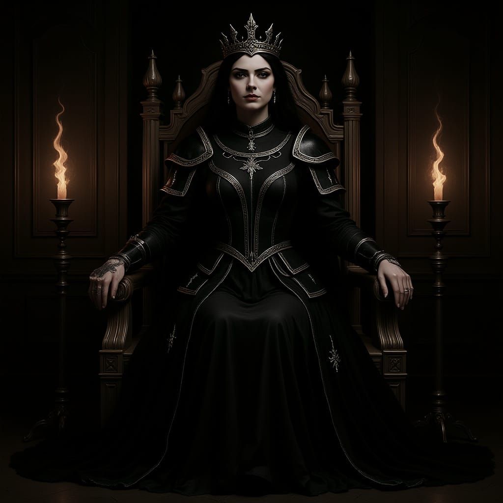 Medieval Queen in Obsidian Glass Armor