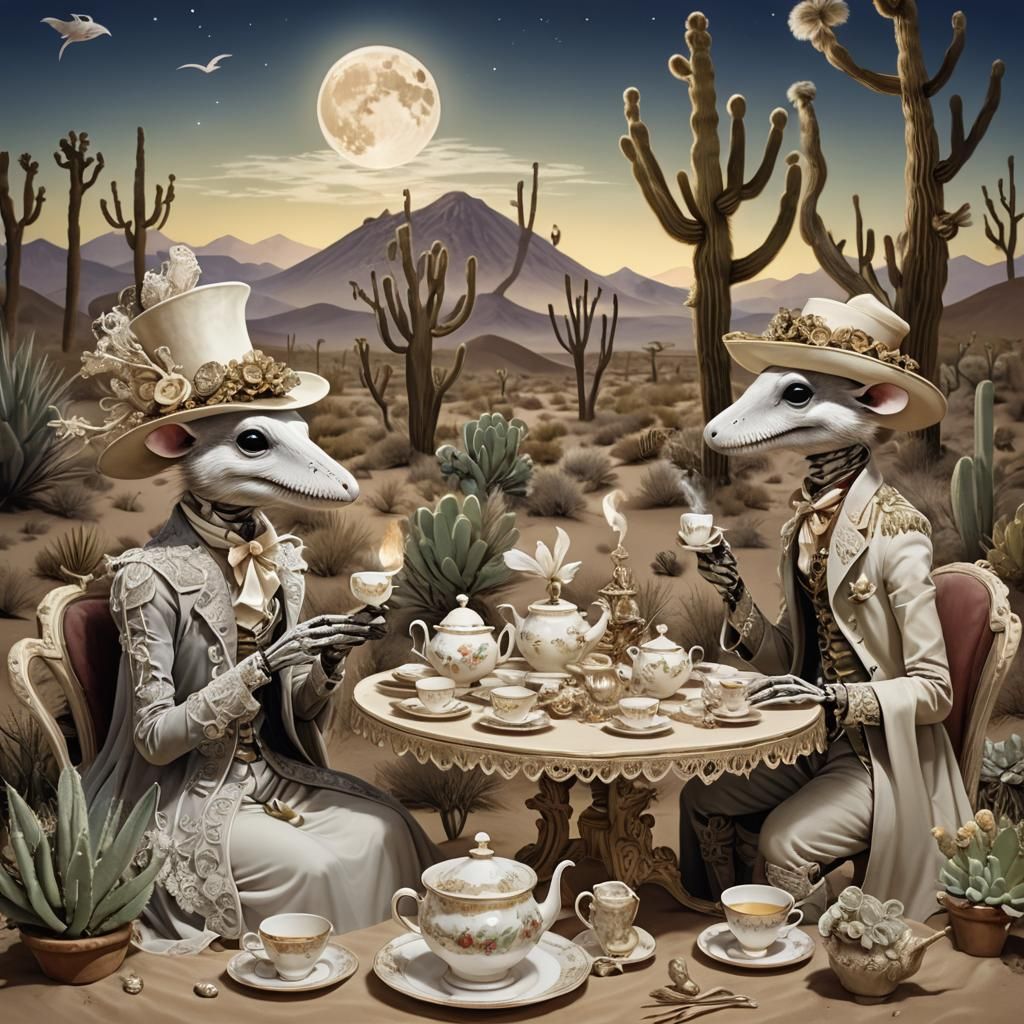 Mice Tea Party in Whale Bones, Desert Fantasy
