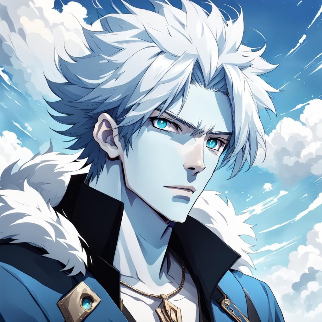 Anime-Style Air Genasi with Cloud Hair