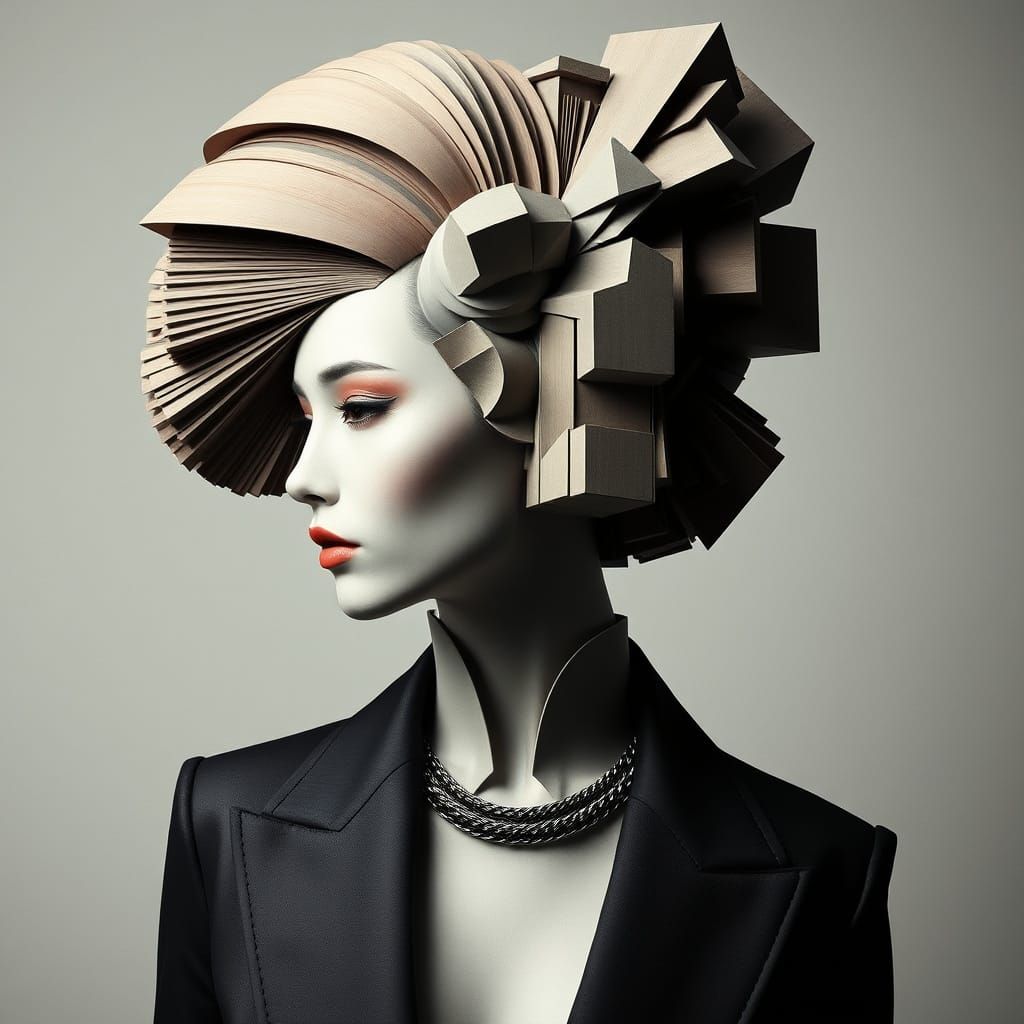 Abstract Geometric Hair Design Inspired by Syd Mead