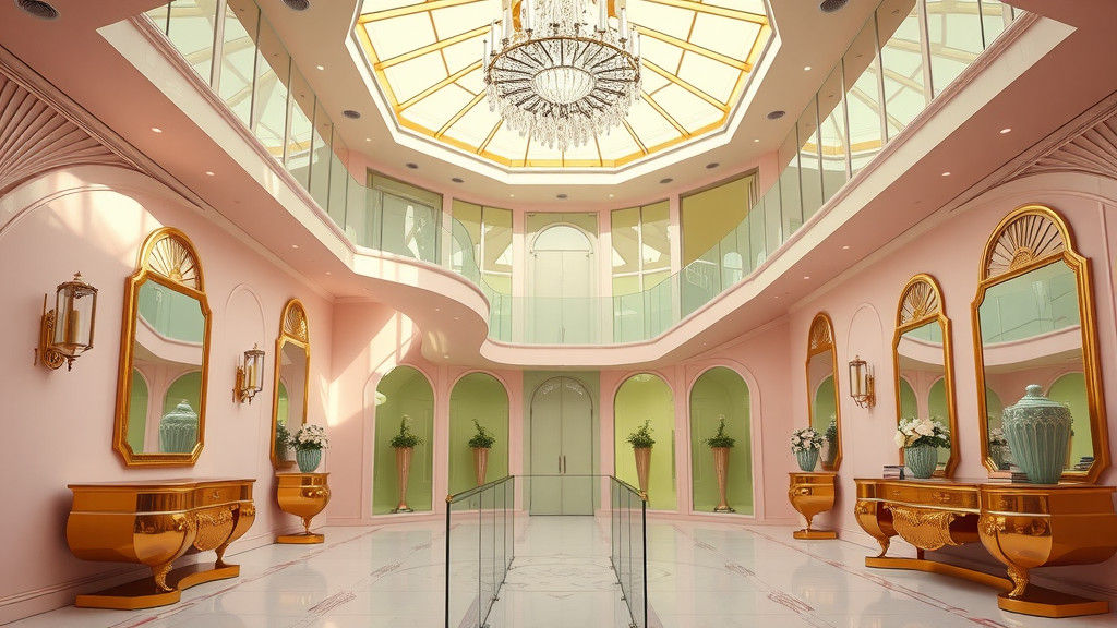 Art Deco Interior with Sweeping Glass Staircase