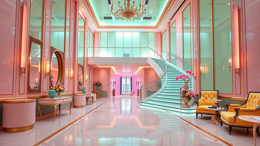 Sumptuous Art Deco Interior with Glass Stairway