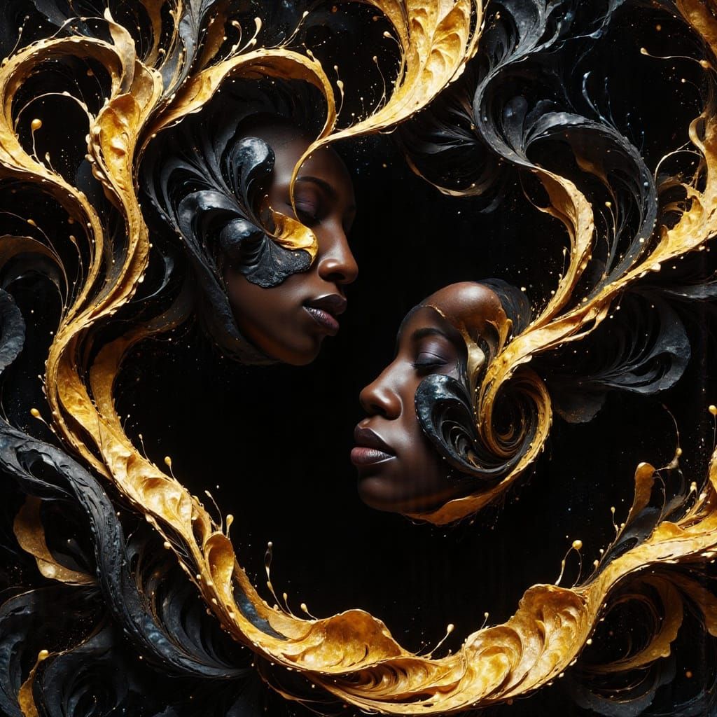 African Women's Faces Merge in Vibrant, Afrocentric Cubism-I...