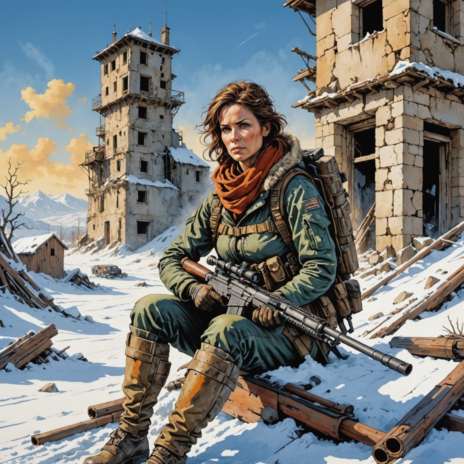 Post-apocalyptic Warrior in Exoskeleton