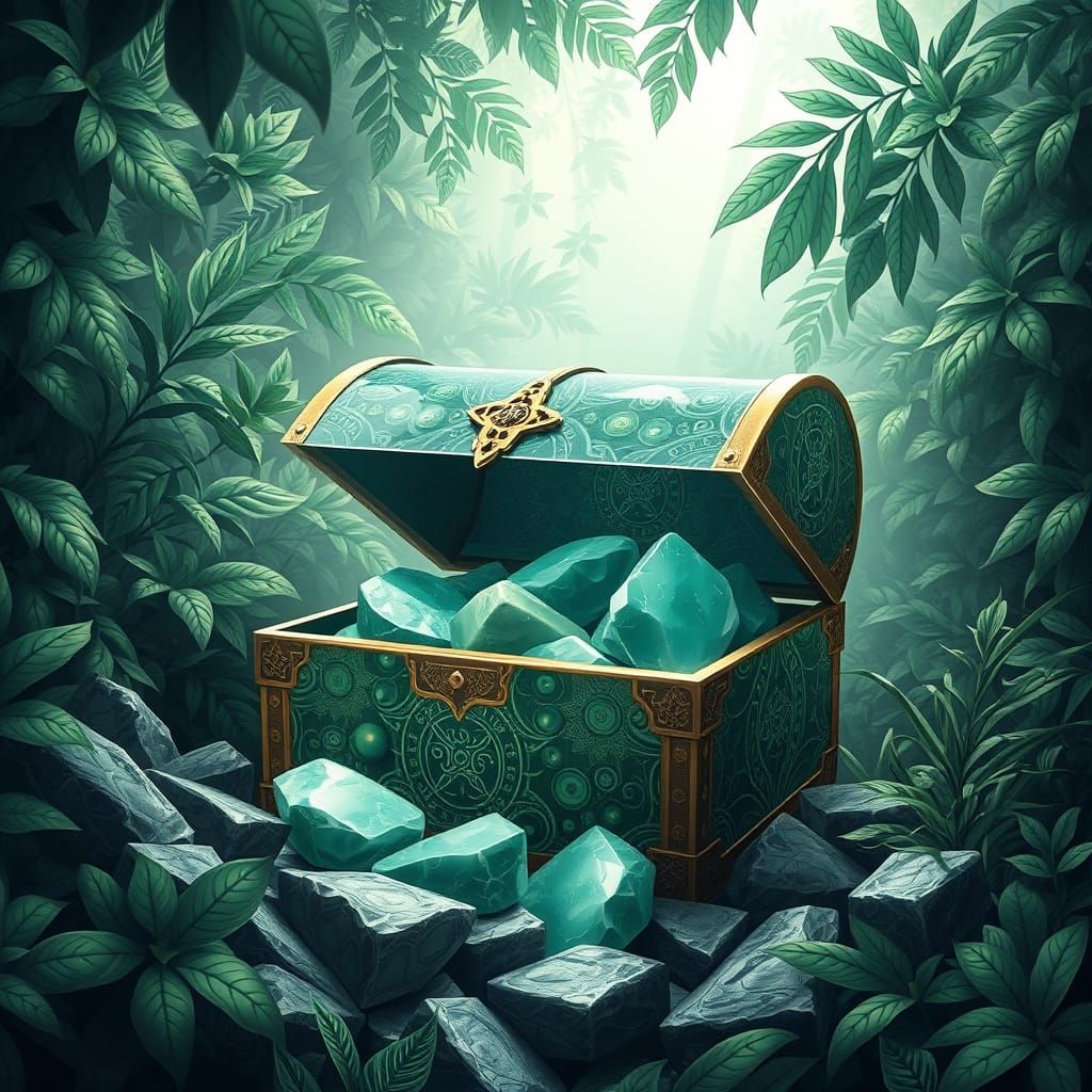 Jade Treasure Chest Radiating Vibrations in Jungle