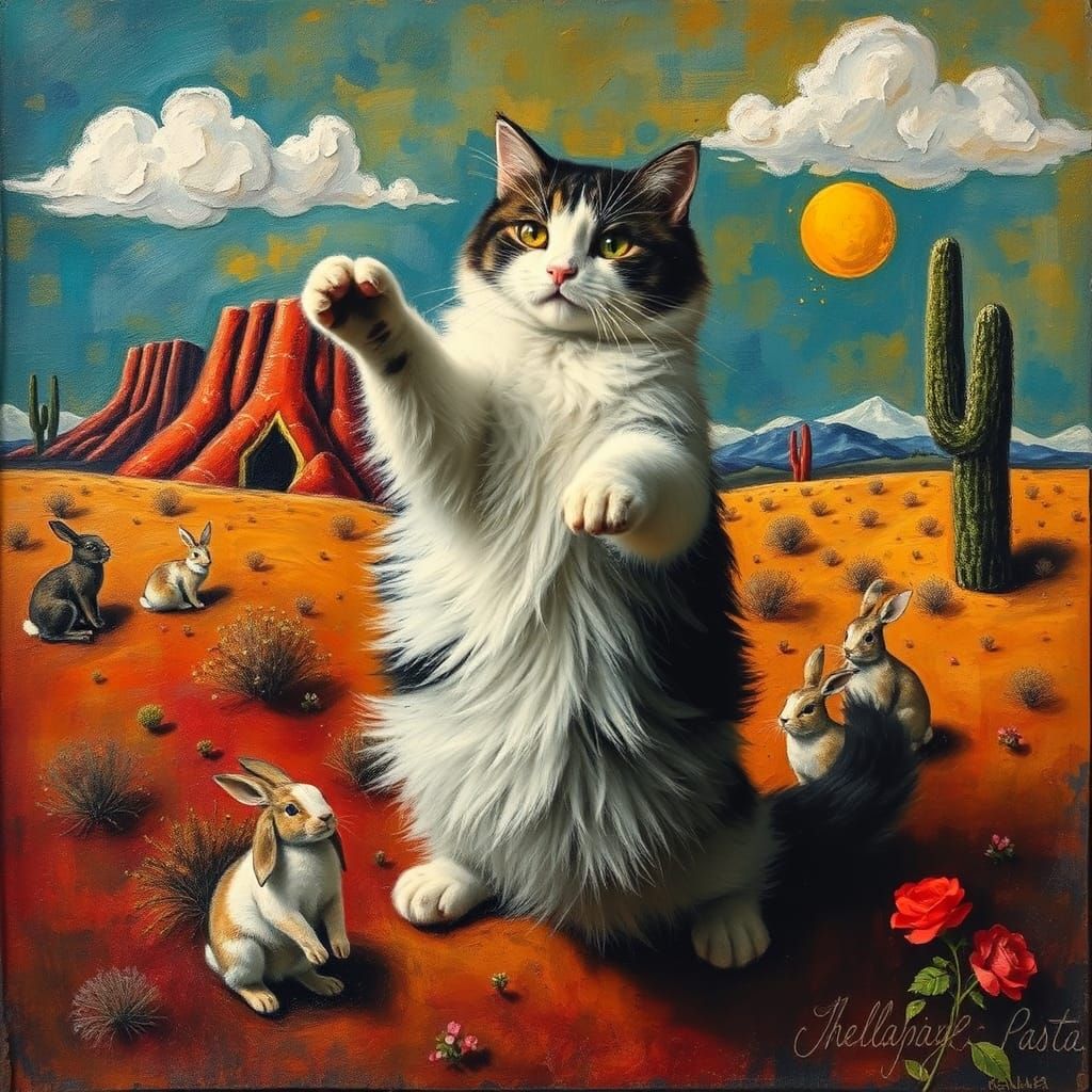 Surreal Cat in Wild West, Early Modern Style