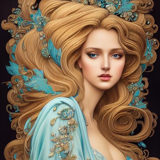 Rococo Portrait of Woman in Turquoise Dress