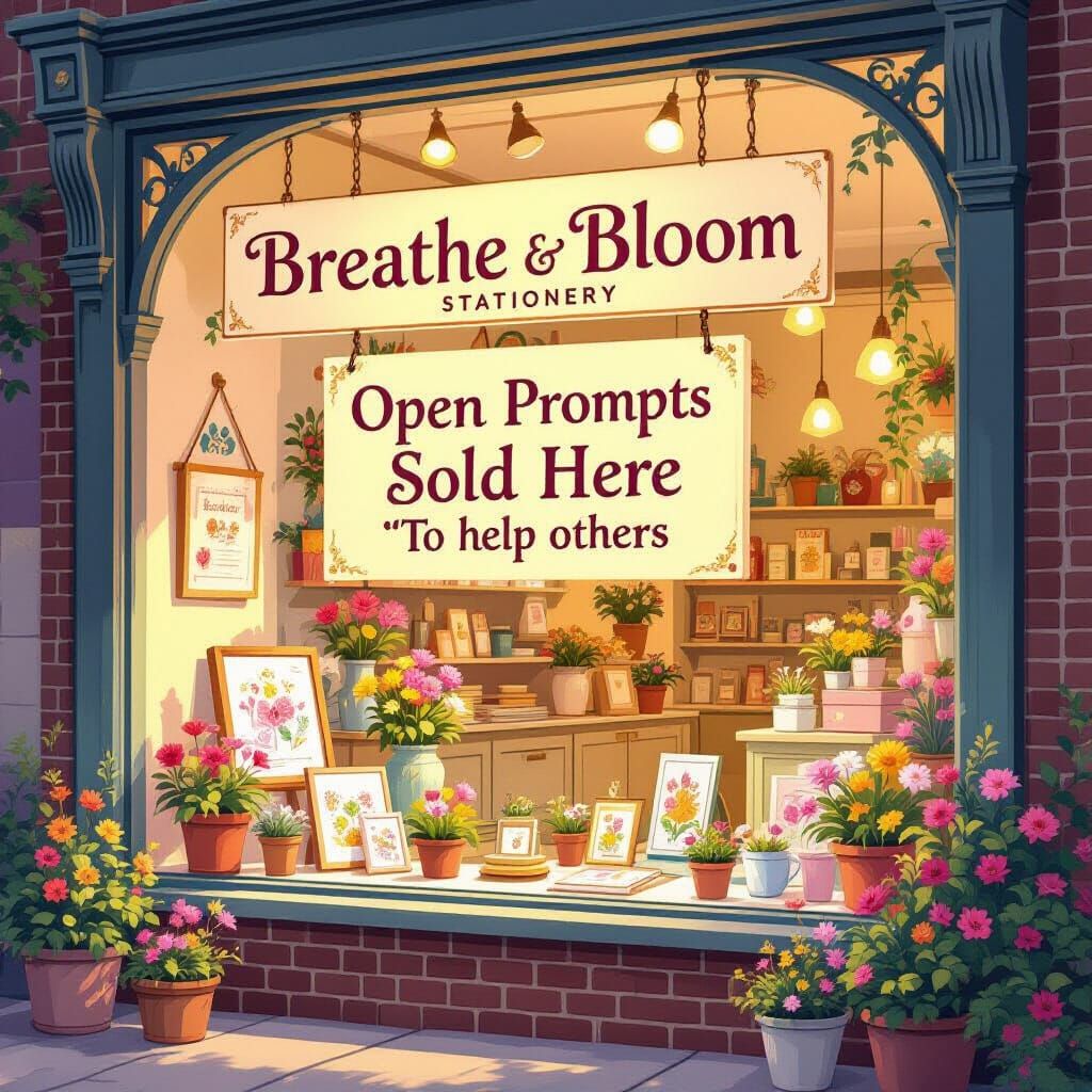 Breathe & Bloom Stationery: Open Prompts Sold Here Sign