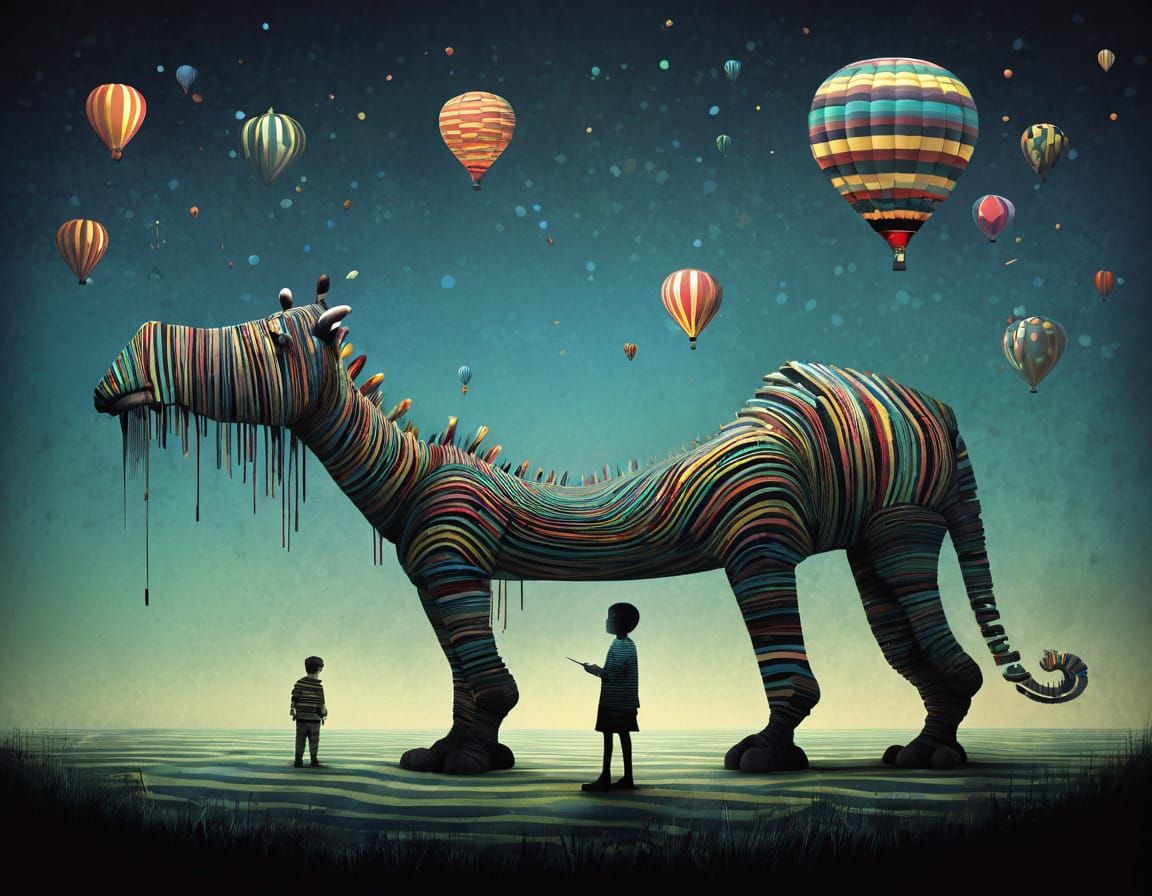 Surreal Figures in a Dreamlike Landscape