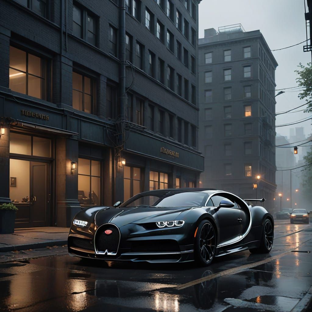 Luxury Car Dominates Brutalist Cityscape