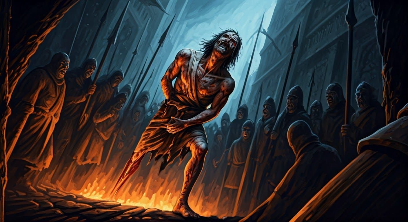 Wounded Man in Dark Fantasy Art, Dungeons and Dragons Style