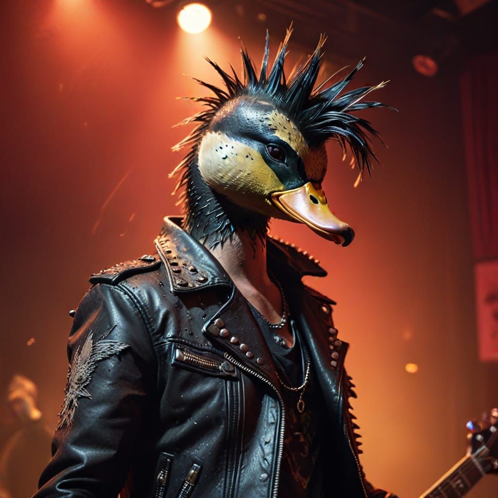 Punk Rock Duck Dancing in Concert Venue