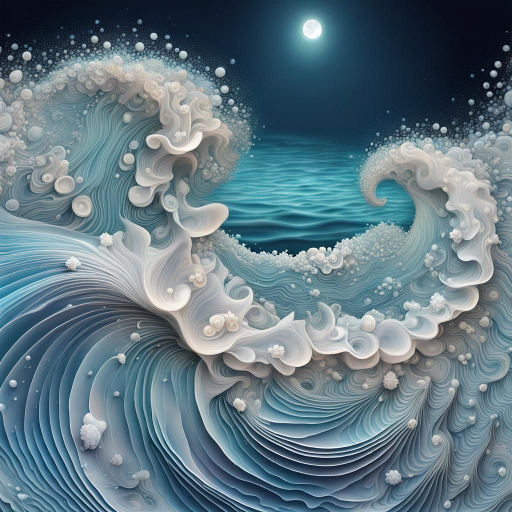 Astral Cosmic Sea with Seashells Illustration