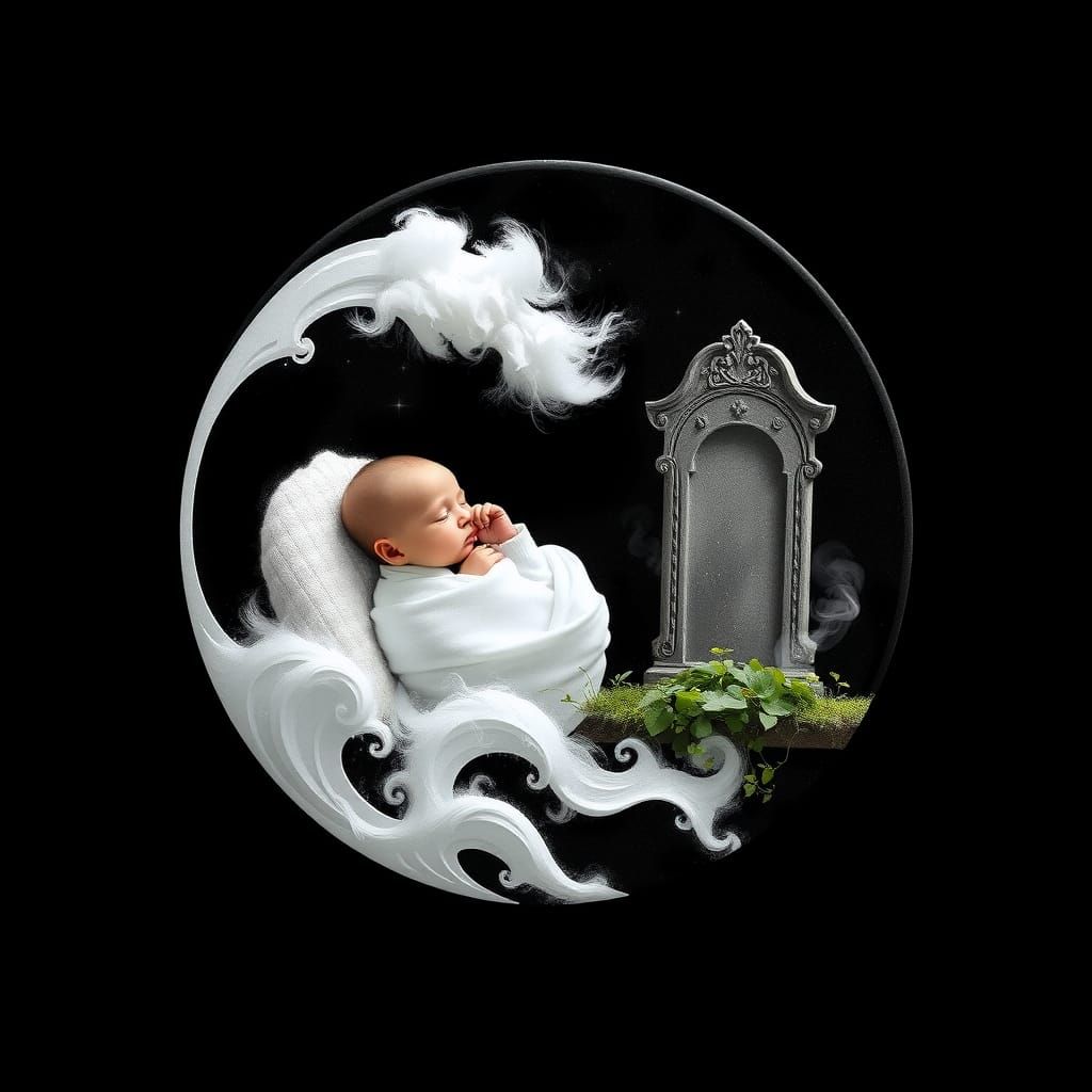 Surreal Yin Yang Symbol Blends New Life and Mortality