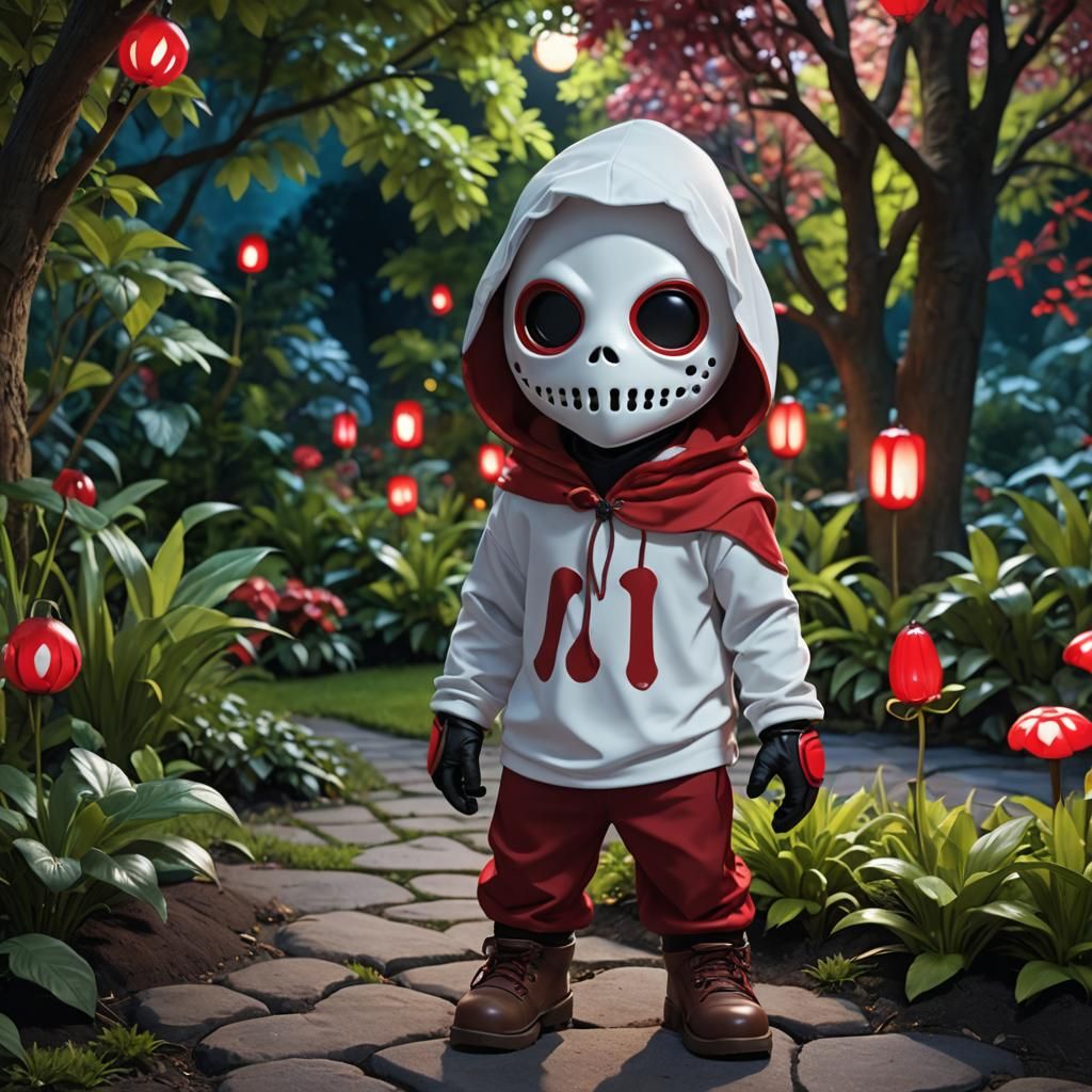 Chibi Shyguy Mask in Neon Night Garden