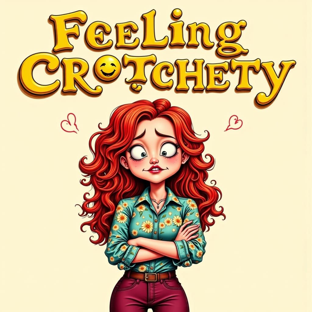 Grumpy Woman Surrounded by Smiley Faces