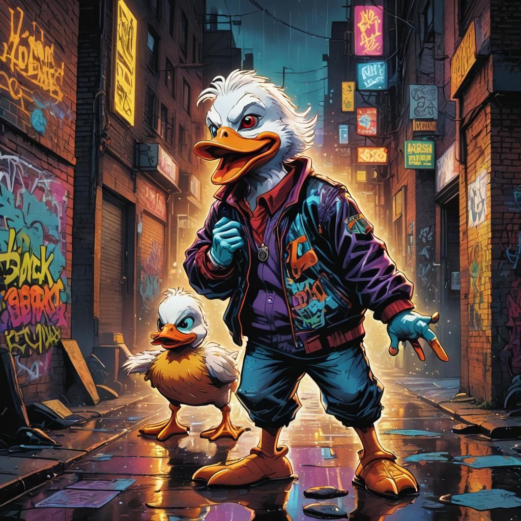 Howard the Duck in Neon Alley: Comic Book Art