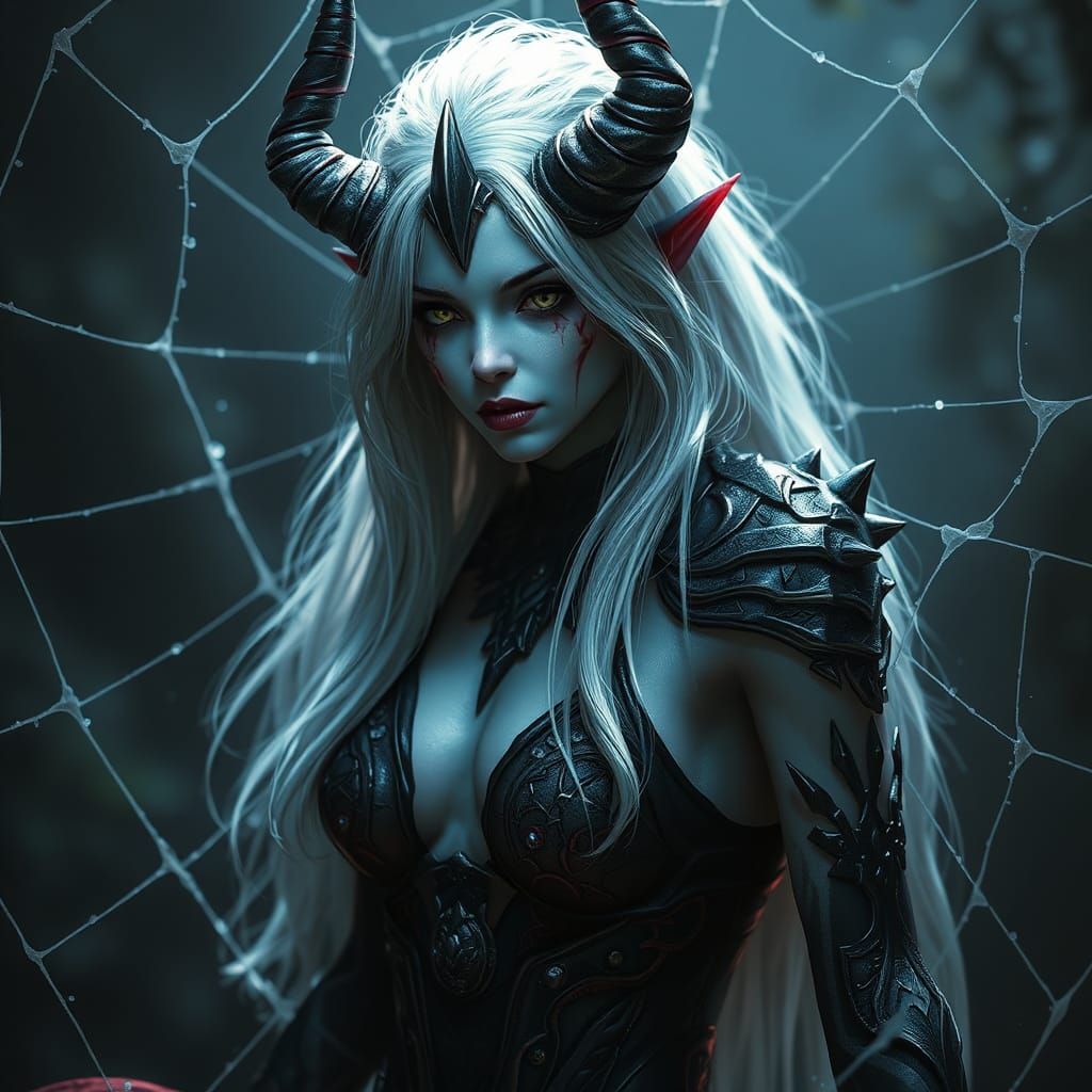 Drow Female in Spider Web: Fantasy Concept Art
