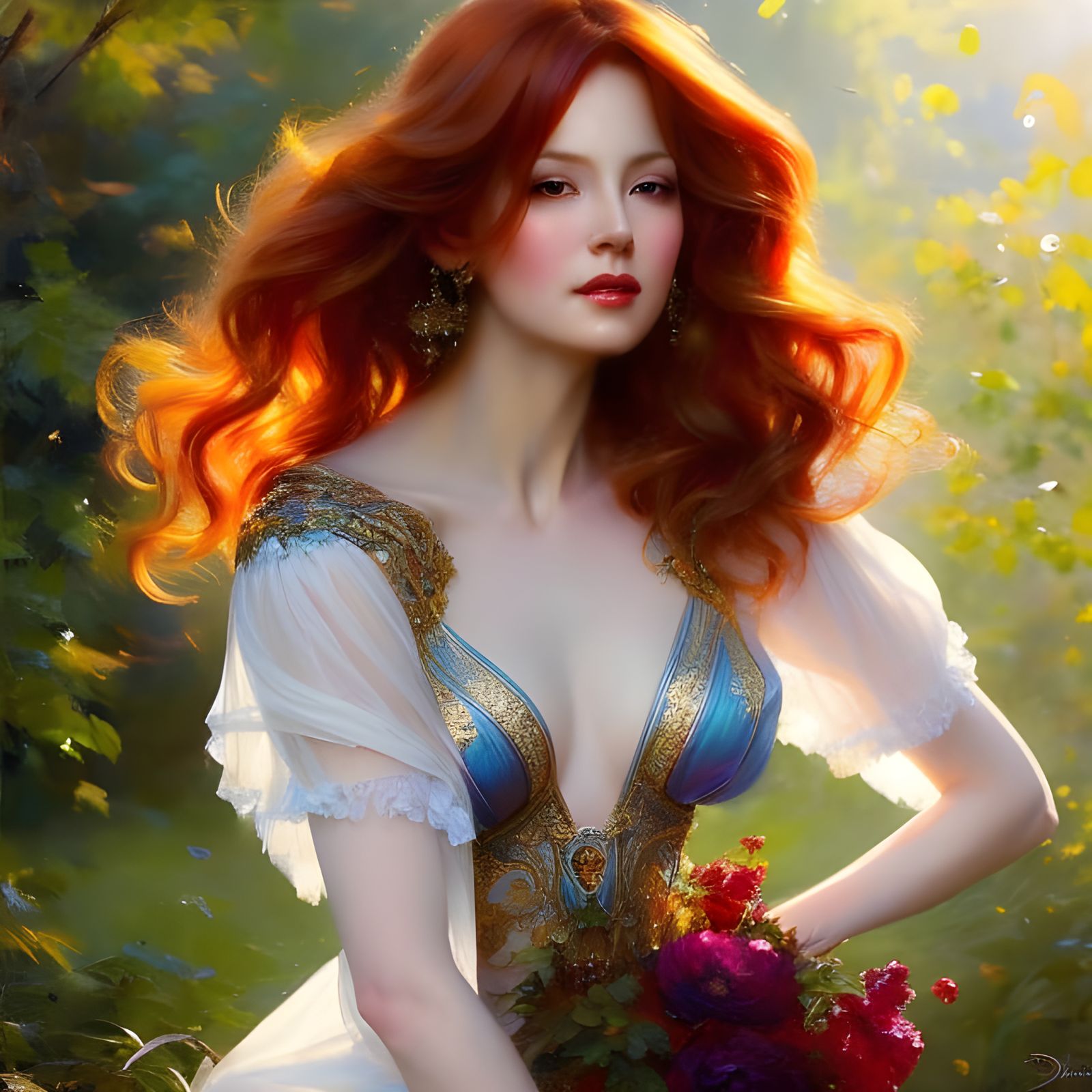 Redhead Woman Portrait in Fantasy Art Style