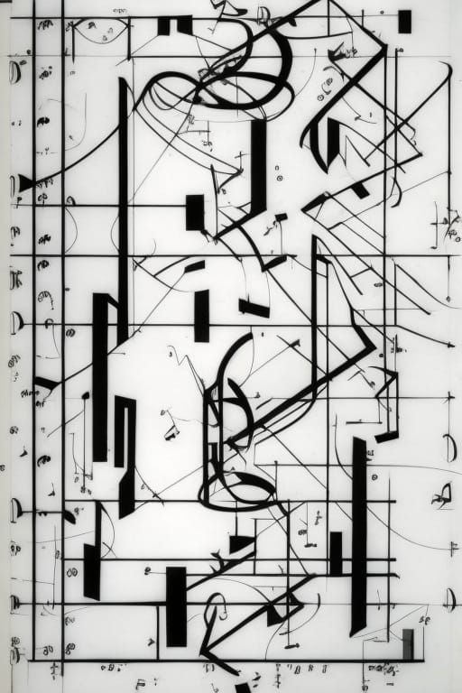 Complex 3D Graphic Score in Black and White