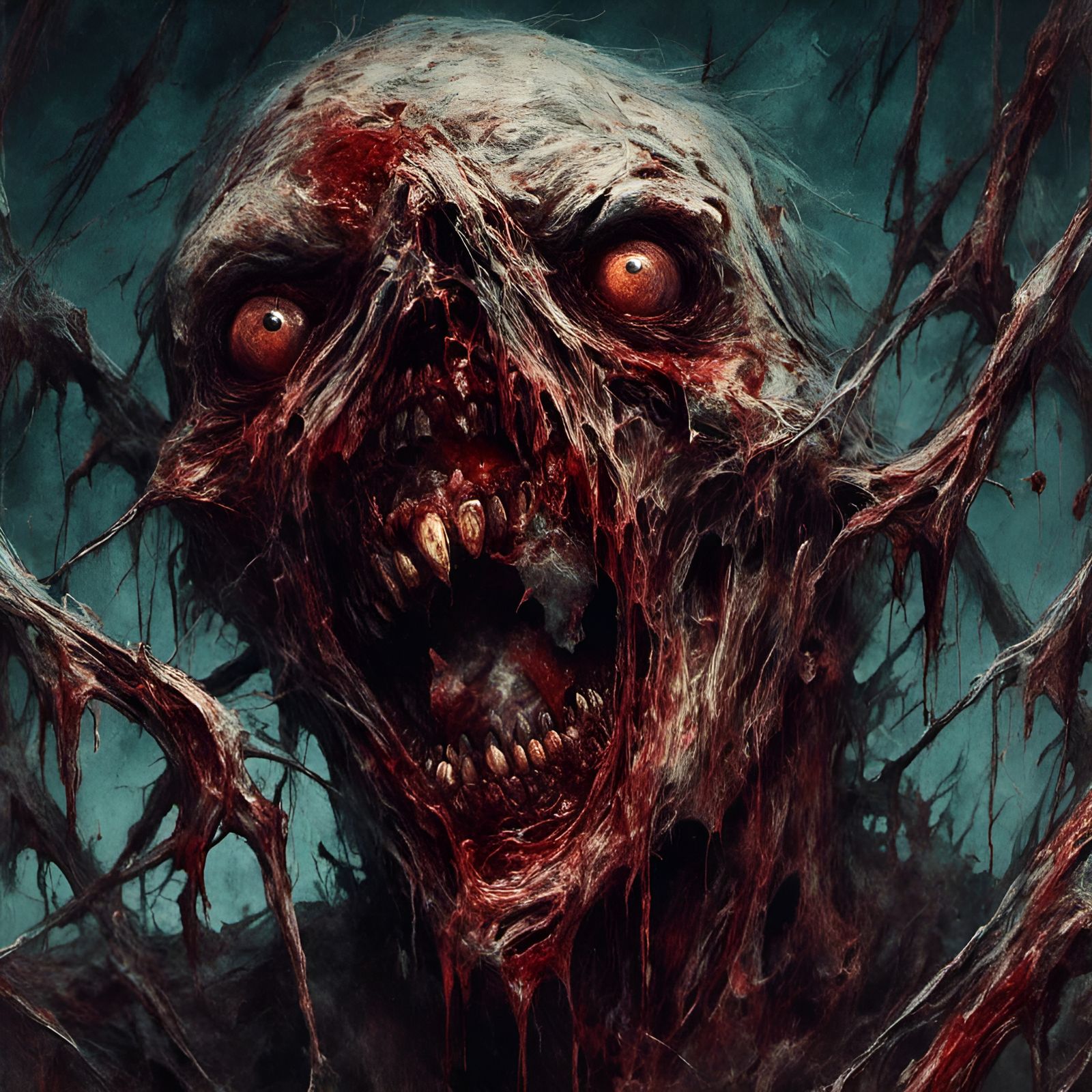 Scary Zombie Monster Illustration in Creepy Magazine Style