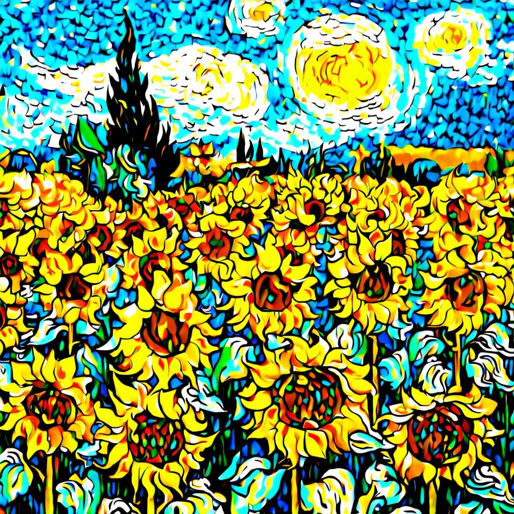 Sunflower Field in Impressionist Style