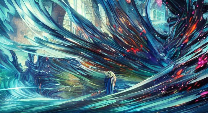 Surreal Cityscape in Vibrant Polychromatic Hues