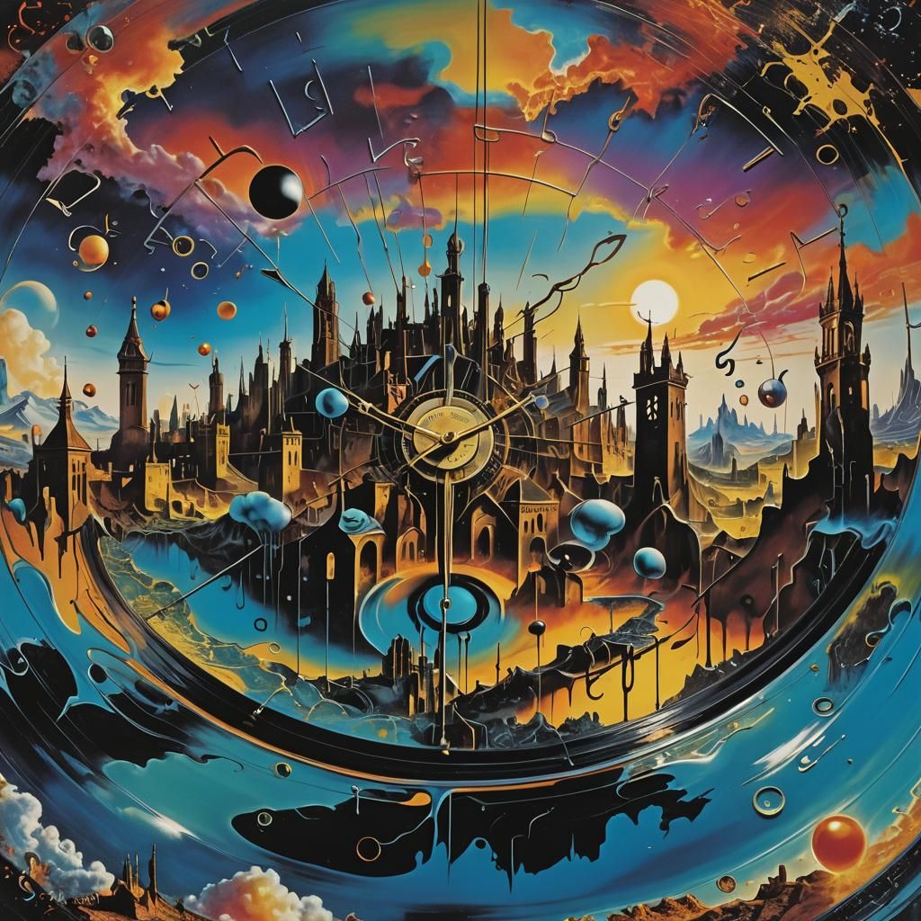 Surreal Melting Cityscape Vinyl Record Cover Art