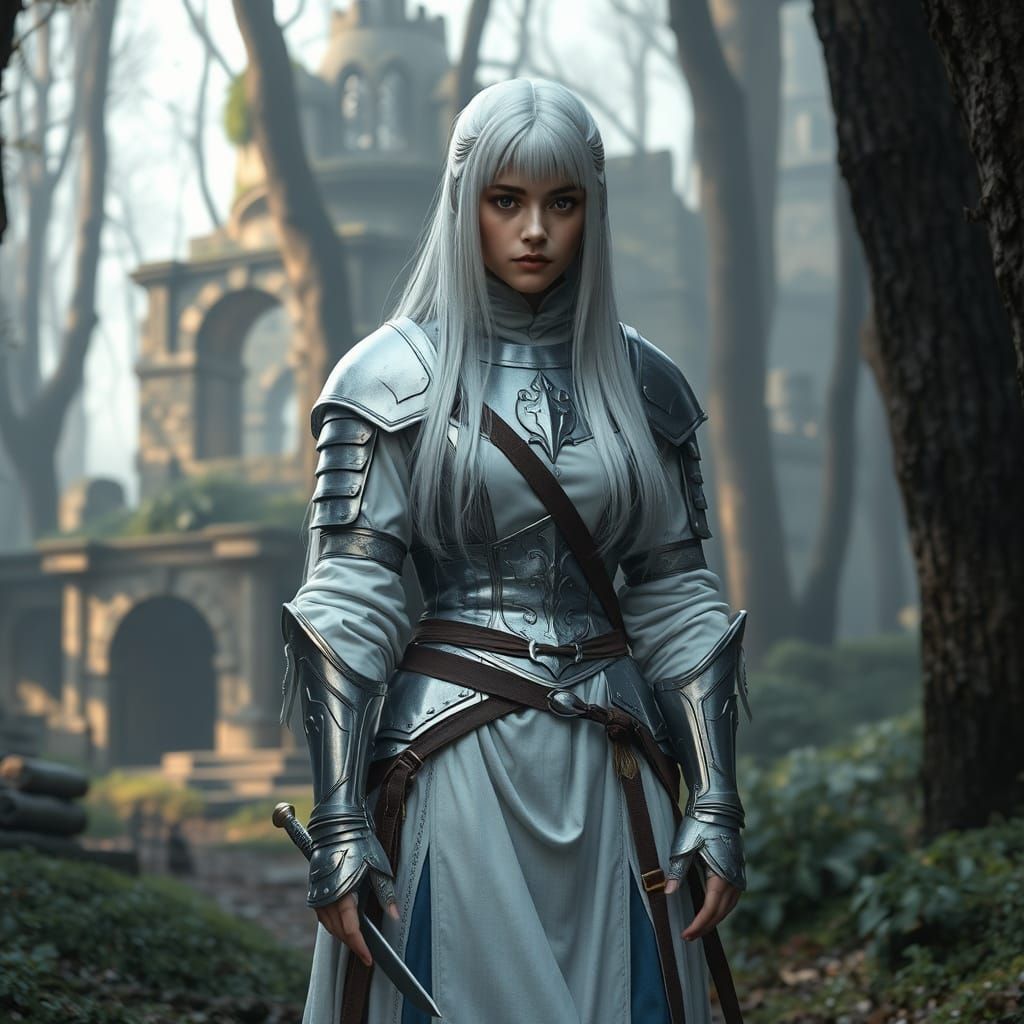 Majestic Princess Knight in a Mystical Forest