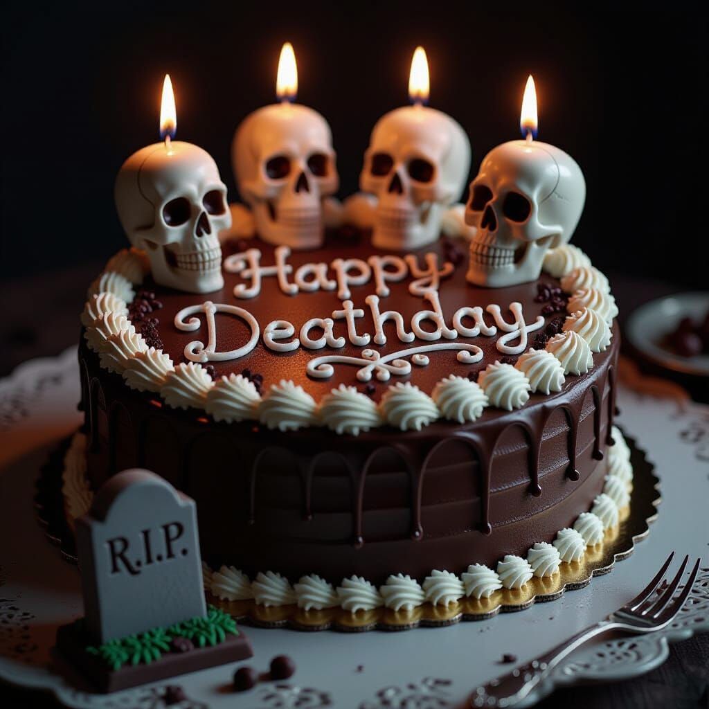Gothic Chocolate Cake with Skull Candles