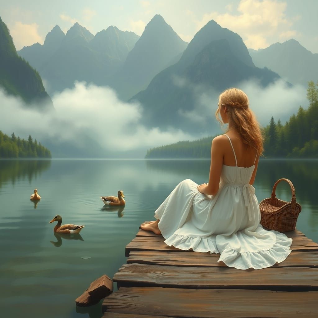 A serene and picturesque digitally rendered painting capture...